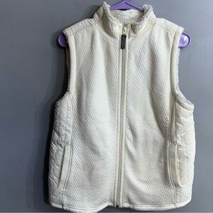 Talbot’s Off-White Mixed Media Fleece Vest Sz M